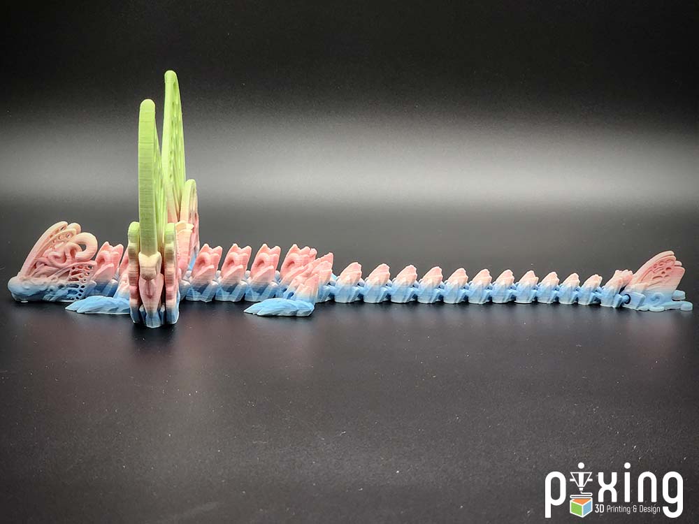 Butterfly Dragon 3D Print Multicolor Macaron Filament Side